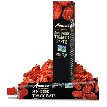 Amore Vegan Sun Dried Tomato Paste in a Tube Non GMO Made in Italy (Pack of 6)