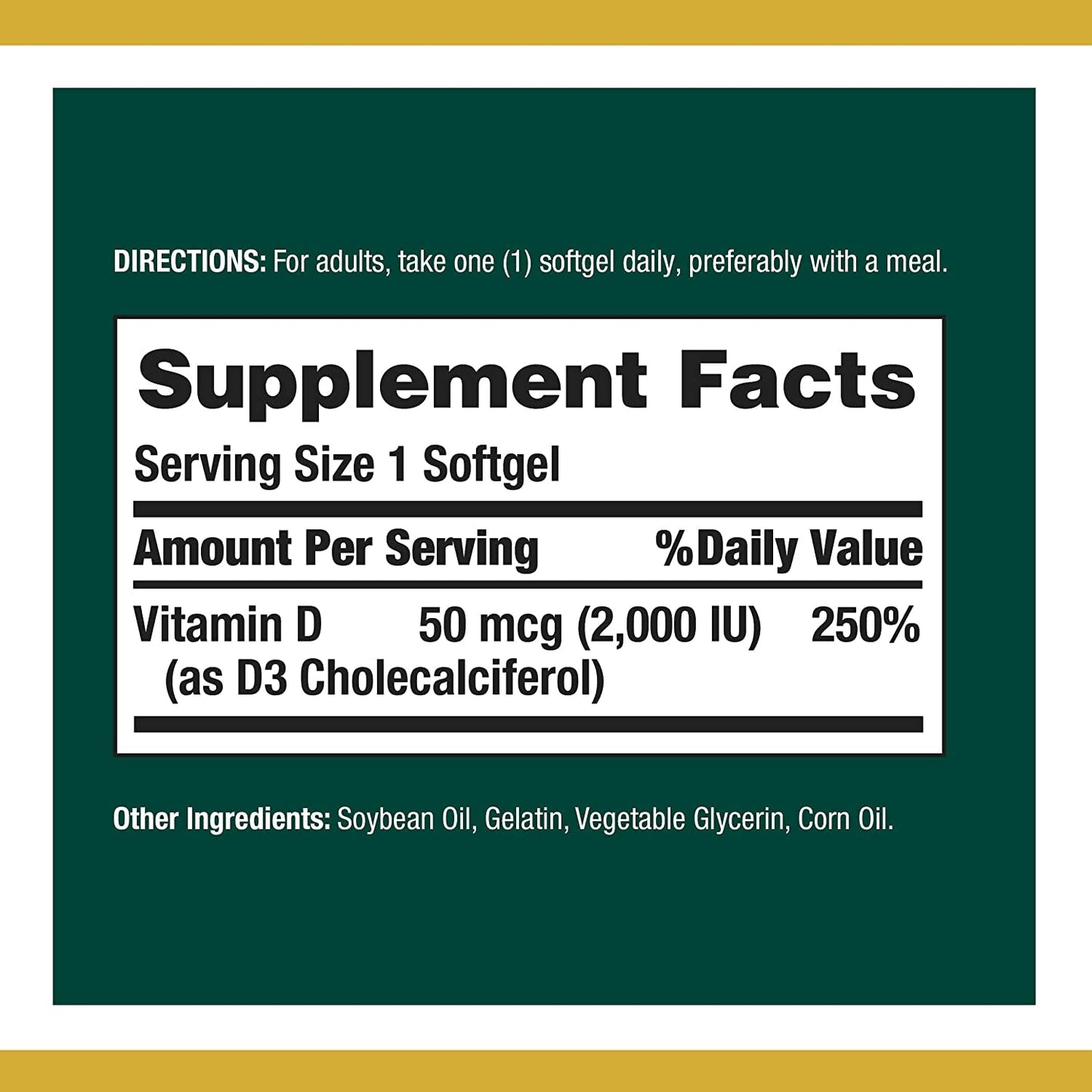 Nature's Bounty Vitamin D 2000 IU Softgels