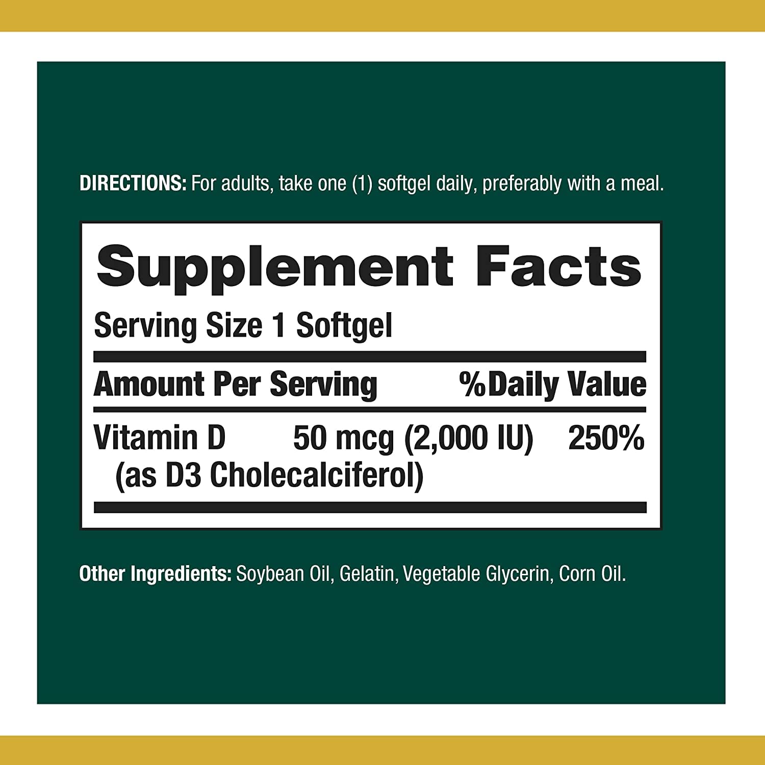 Nature's Bounty Vitamin D 2000 IU Softgels