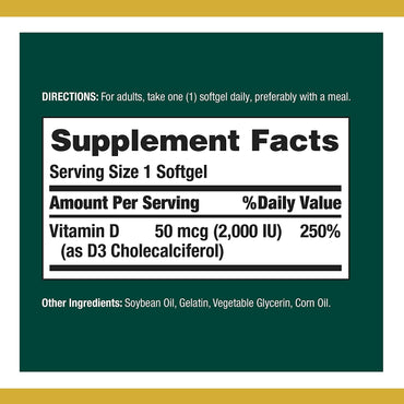 Nature's Bounty Vitamin D 2000 IU Softgels
