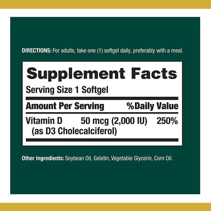 Nature's Bounty Vitamin D 2000 IU Softgels