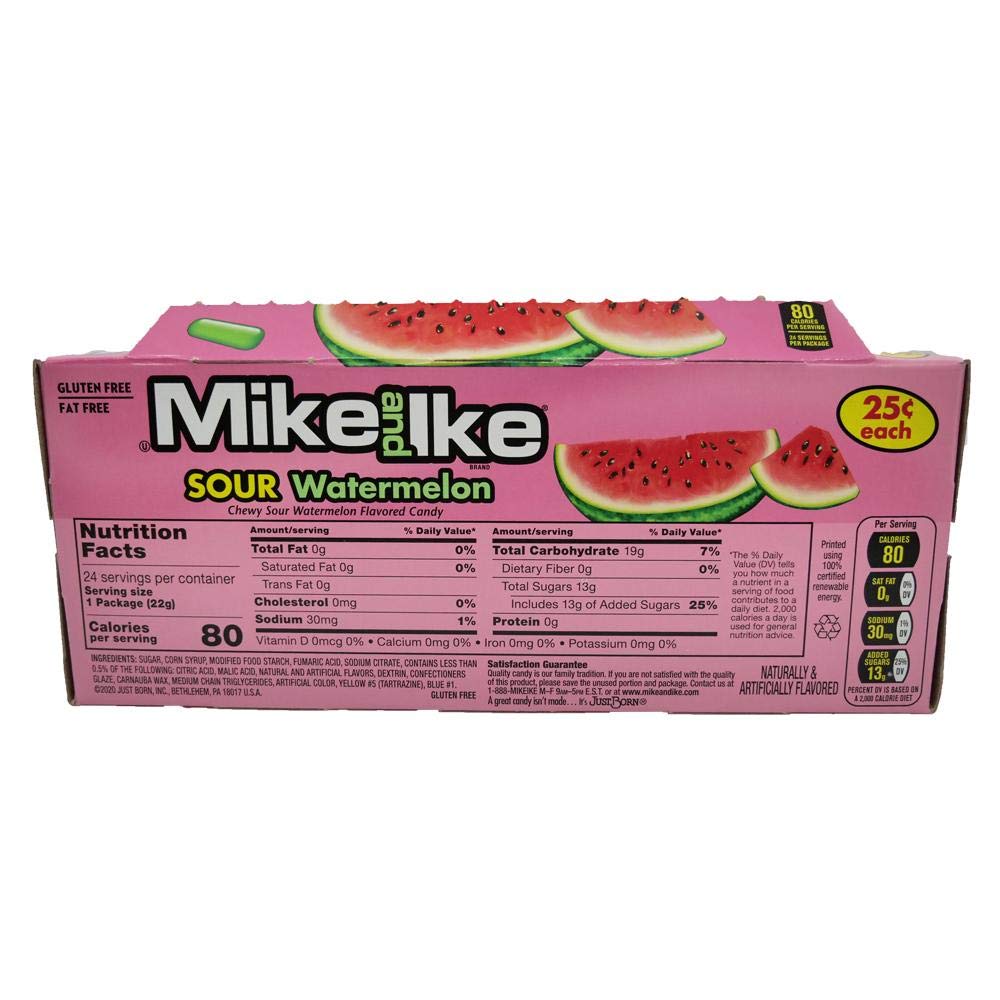 Mike and Ike Sour Watermelon Chewy Candies 0.78 oz. Box