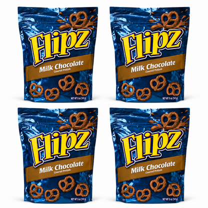 Flipz, Milk Chocolate Covered Pretzels, 5oz Bag Bag (Pack of 4)