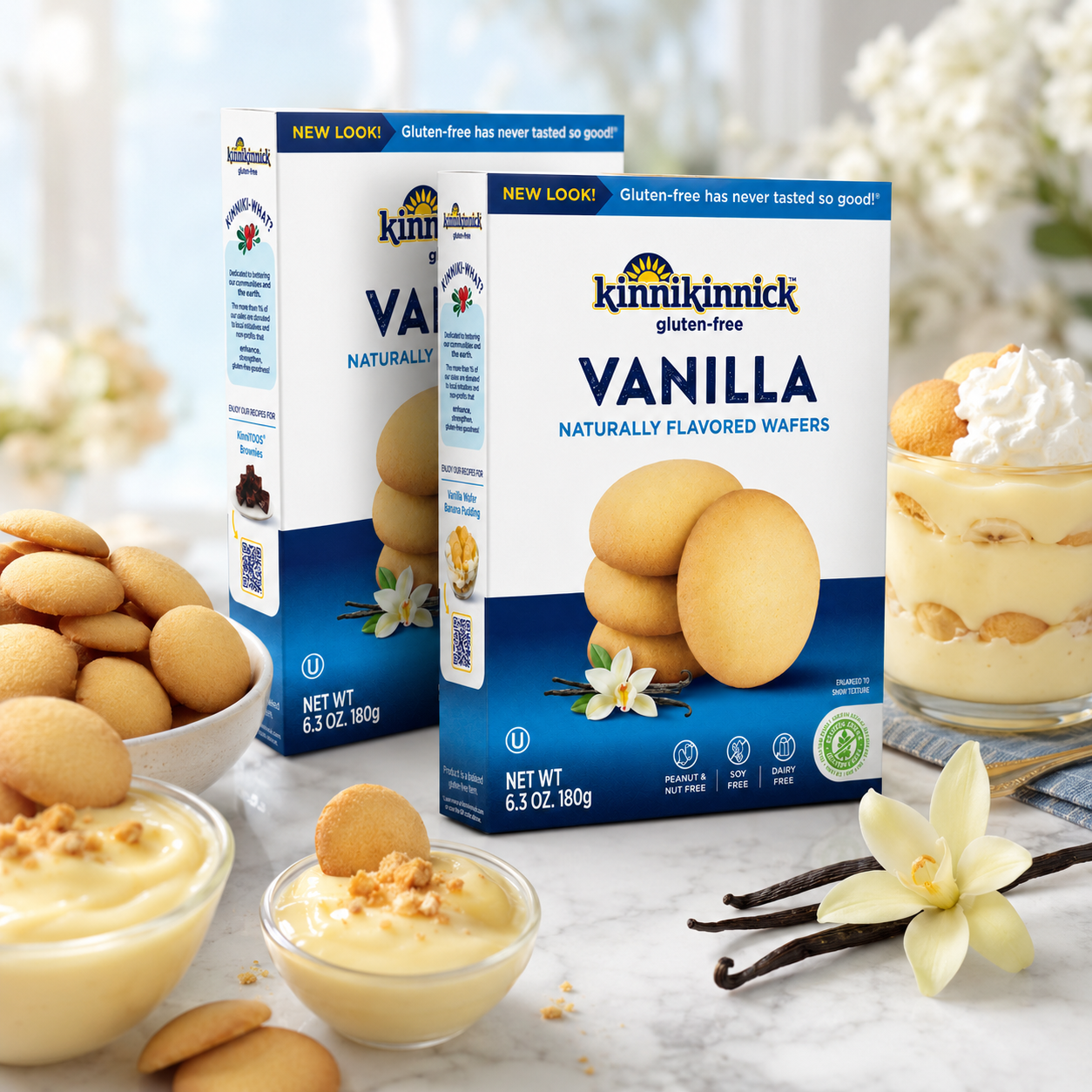 Kinnikinnick Vanilla Wafers Gluten Free Allergy Friendly Cookies Boxes 6.3 oz
