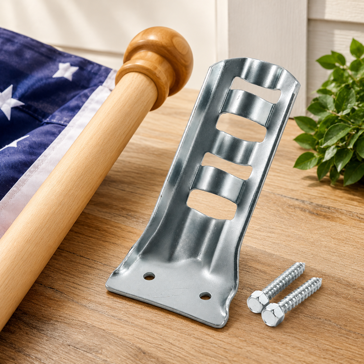 US Flag Store Wall Bracket for Wall or Classroom Silver
