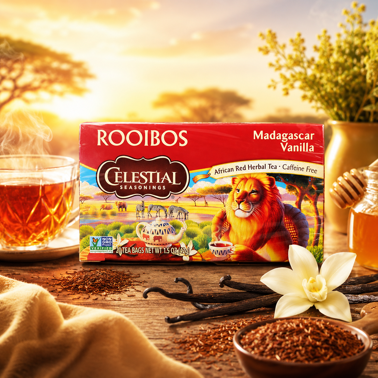 Celestial Seasonings Tea Red Rooibos Madagascar Vanilla (Pack of 3)