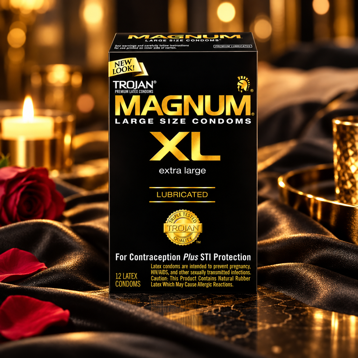 Trojan Magnum XL Large Size Lubricated Latex Condoms, 12 Count Trojan