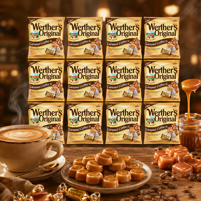 Werther's Original Caramel Coffee Hard Candy - Individually Wrapped Hard Candies for Halloween, Parties, or Snacks - 2.65 oz Bags (Pack of 12)