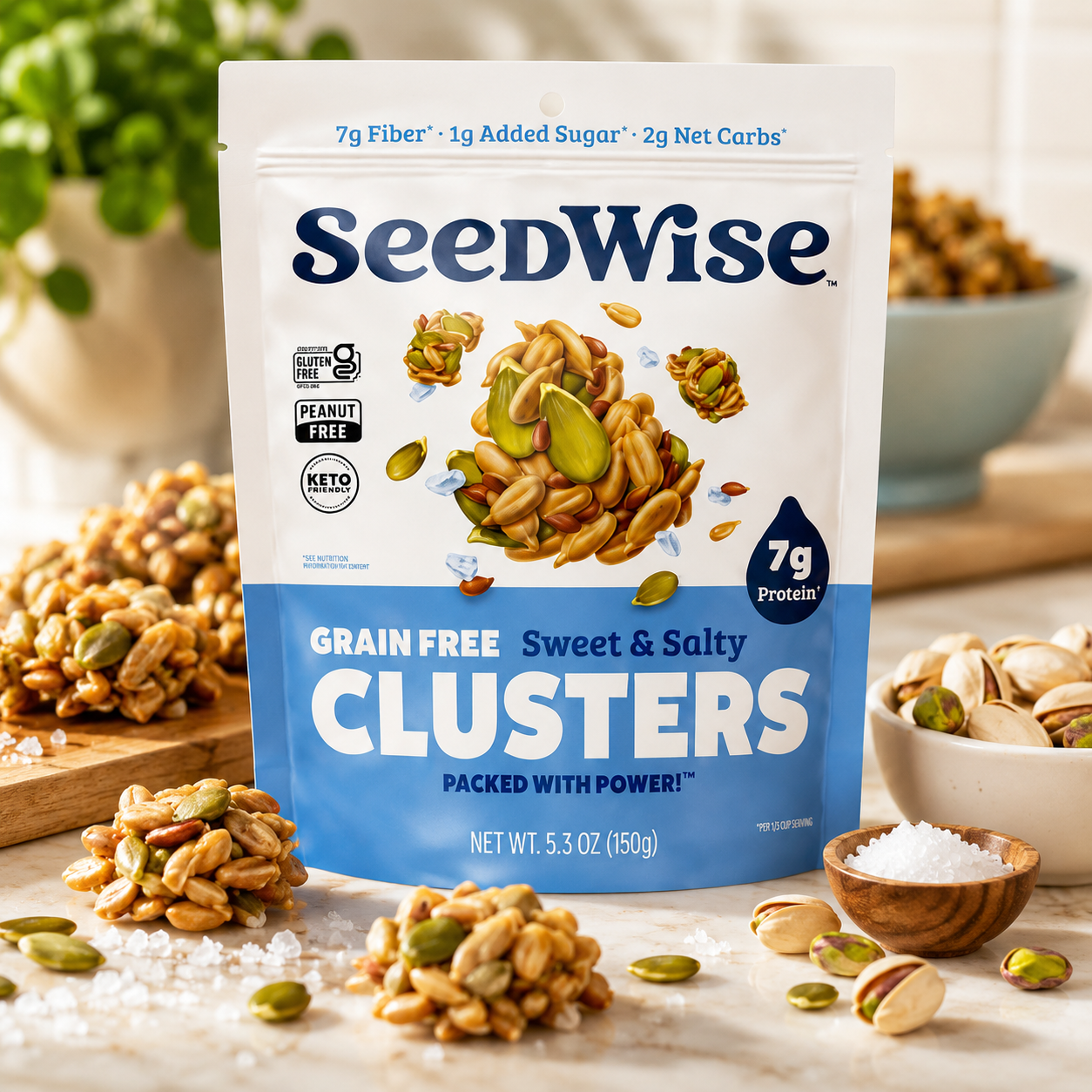 Ozery Bakery Super Seed Crunch Clusters Sweet and Salty Plant Based Vegan Keto Snack 5.3 oz