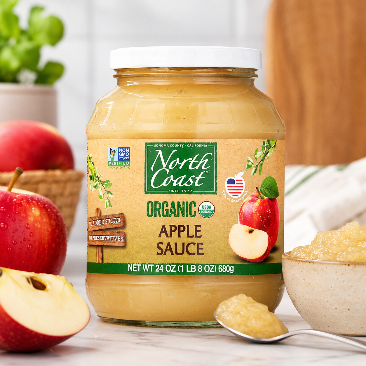 North Coast Organic Applesauce Jar 24 oz