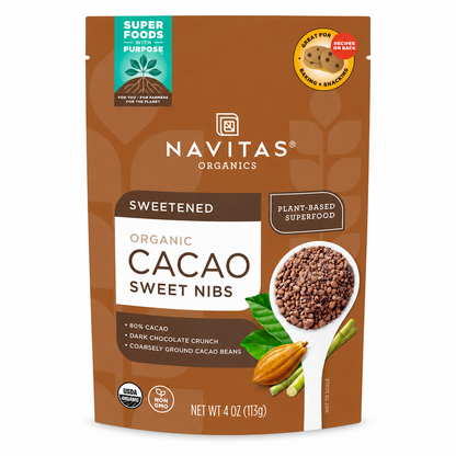 Navitas Organics Cacao Nibs Organic Non-GMO Fair Trade Gluten-Free Sweetened 4 Ounce