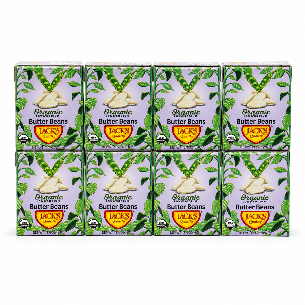 Jacks | Organic White Butter Beans 13.4 oz. | Filled with Protein & Fiber, Low Sodium & Non-GMO | (Pack of 8)