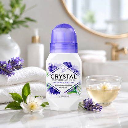 Crystal Essence Mineral Deodorant Roll-On Lavender & White Tea 2.25 oz