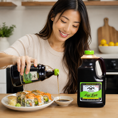 Yamasa Less Salt Soy Sauce Low Sodium Preservative Free Kosher Premium Soy Sauce 64 fl. oz. Bottle