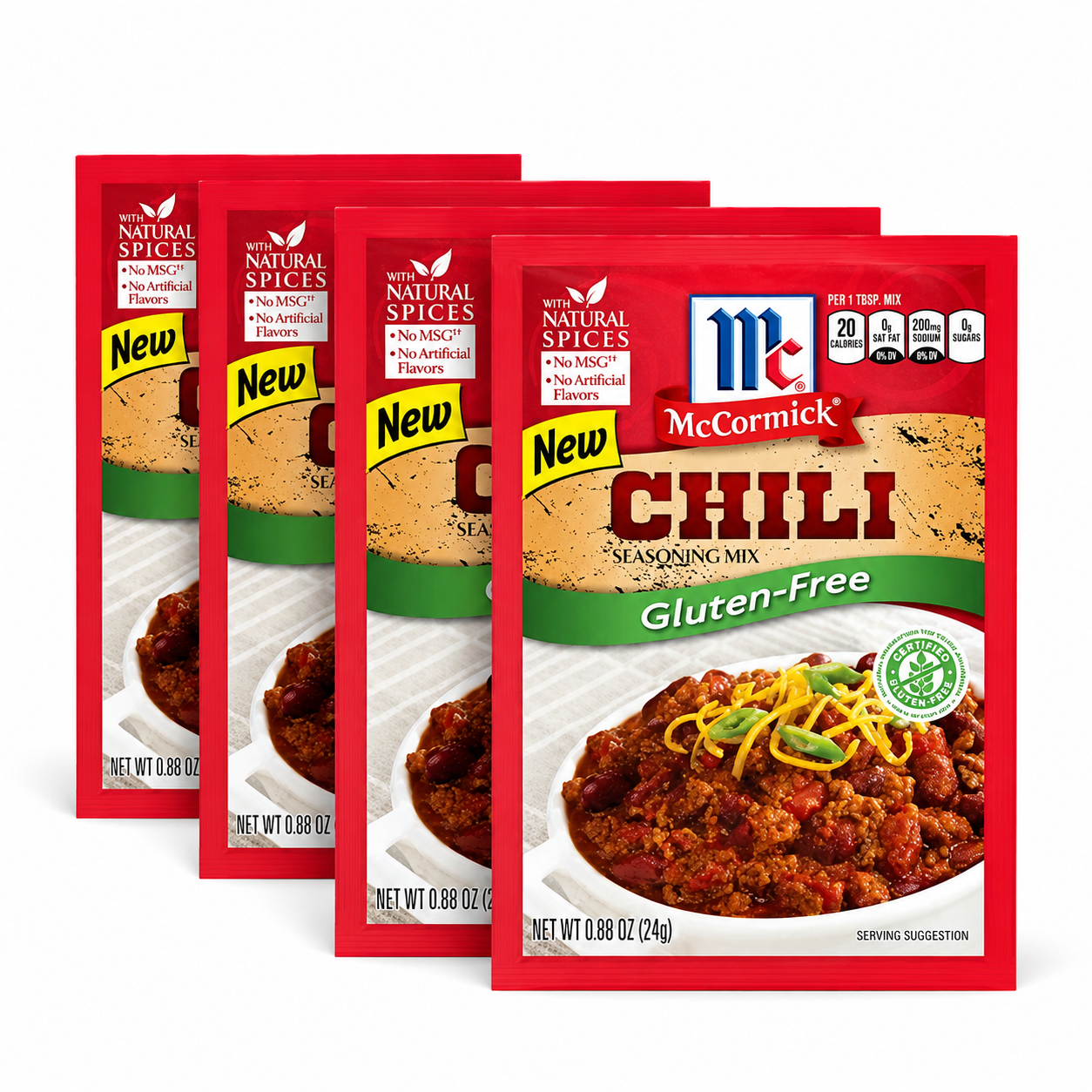 McCormick Gluten Free Chili Seasoning Mix 1 oz Packets (Pack of 4)