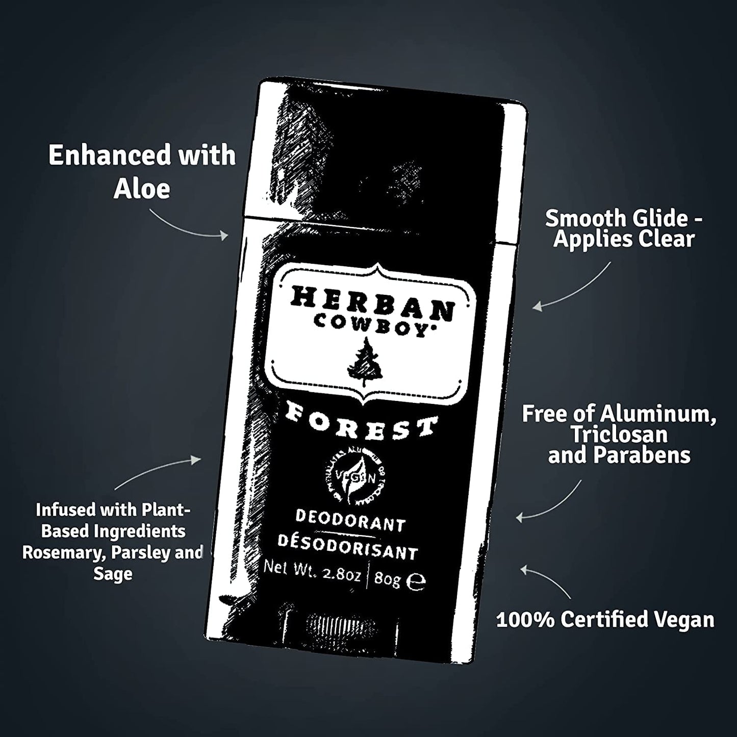 Herban Cowboy Forest Deodorant Maximum Protection 2.8 Ounce (Pack of 3)