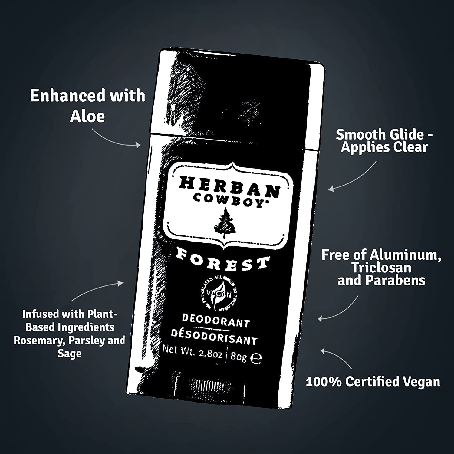Herban Cowboy Forest Deodorant Maximum Protection 2.8 Ounce (Pack of 3)