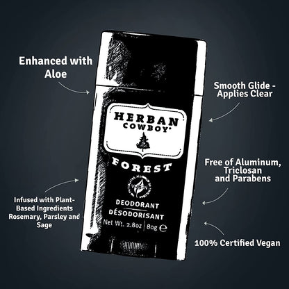 Herban Cowboy Forest Deodorant Maximum Protection 2.8 Ounce (Pack of 3)