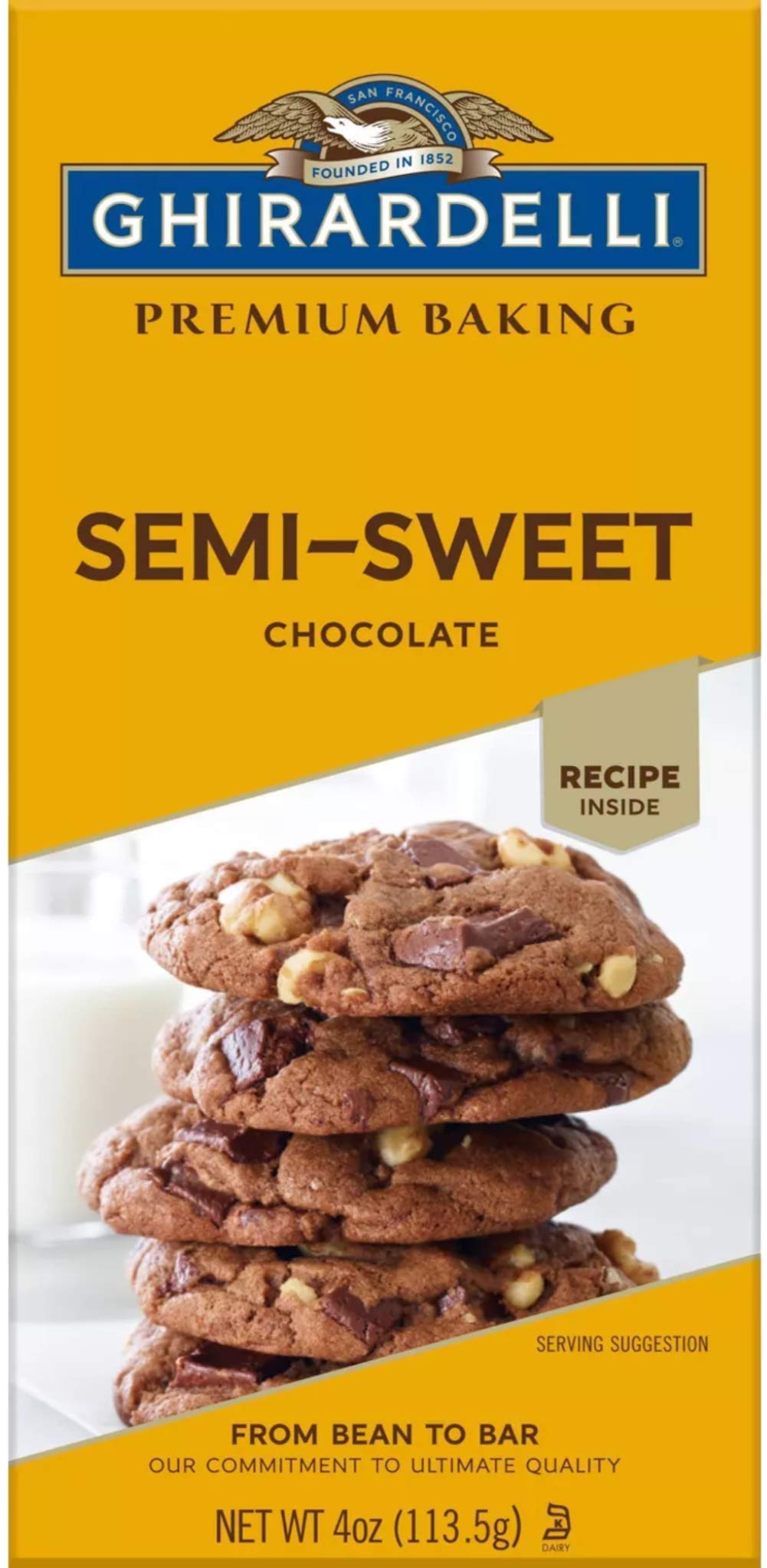 Ghirardelli Semi-Sweet Chocolate Baking Bar 4-Ounce Bars (Pack of 6)