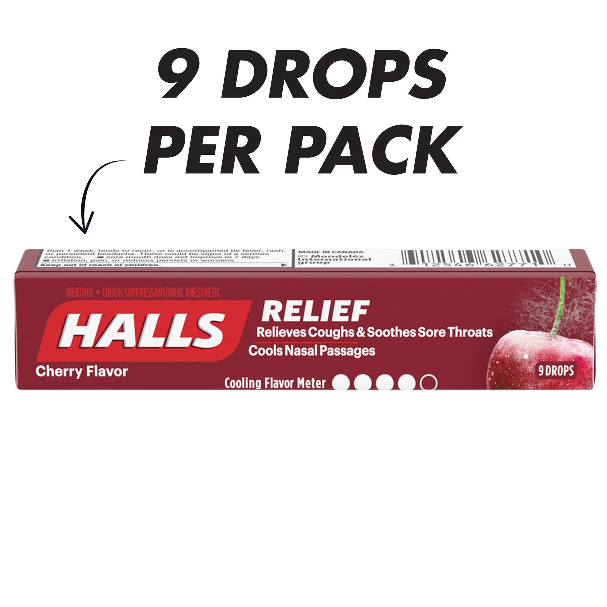 HALLS Cherry Cough Drops with Menthol 180 Drops 20 Sticks