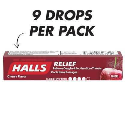 HALLS Cherry Cough Drops with Menthol 180 Drops 20 Sticks