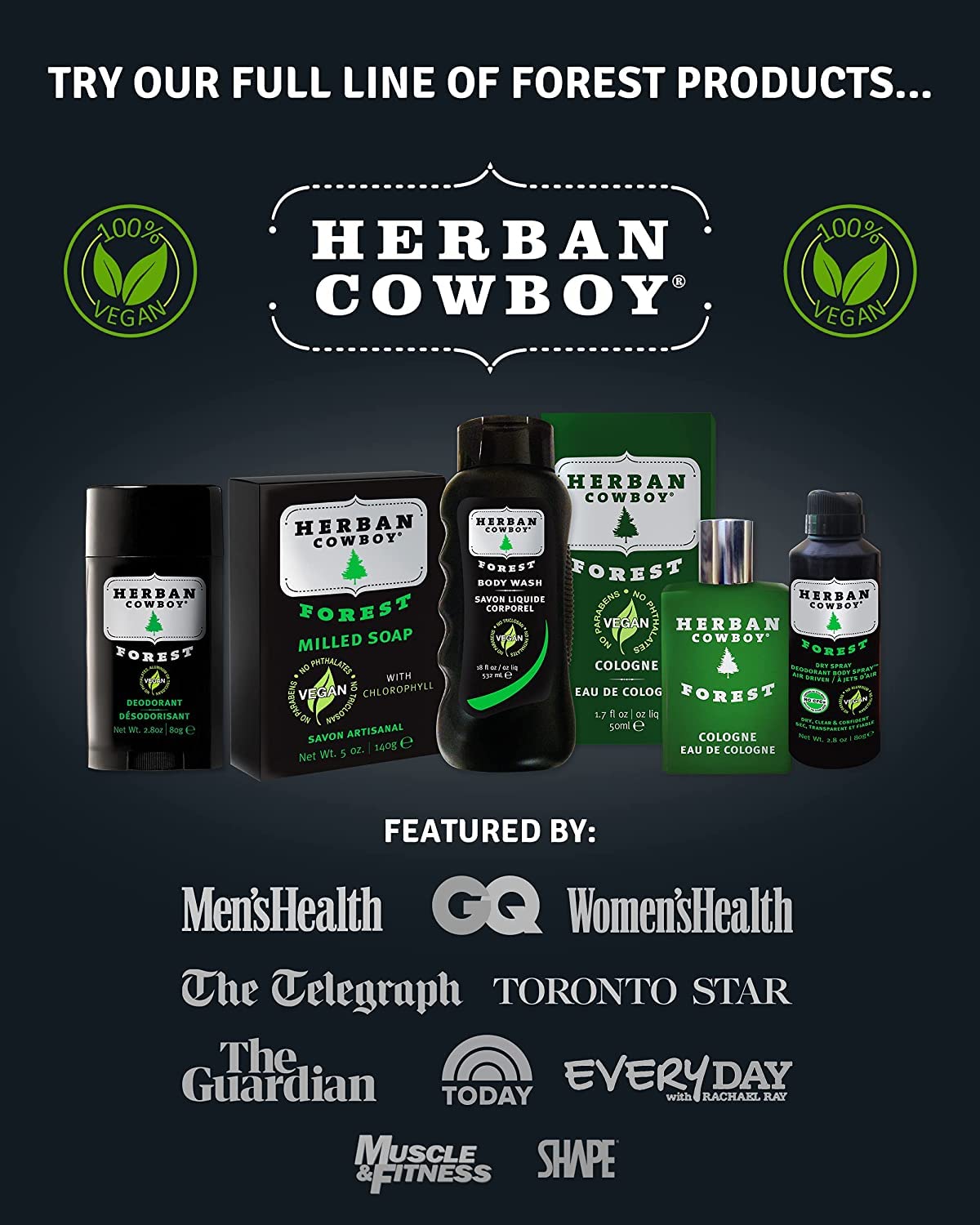 Herban Cowboy Forest Deodorant Maximum Protection 2.8 Ounce (Pack of 3)