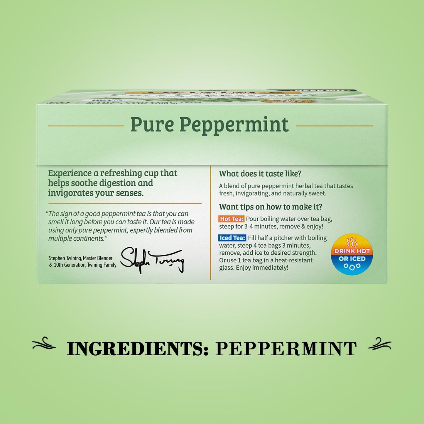 Twinings Mint Peppermint Pure Peppermint Tea Naturally Caffeine Free Refreshing Mint 50 Count