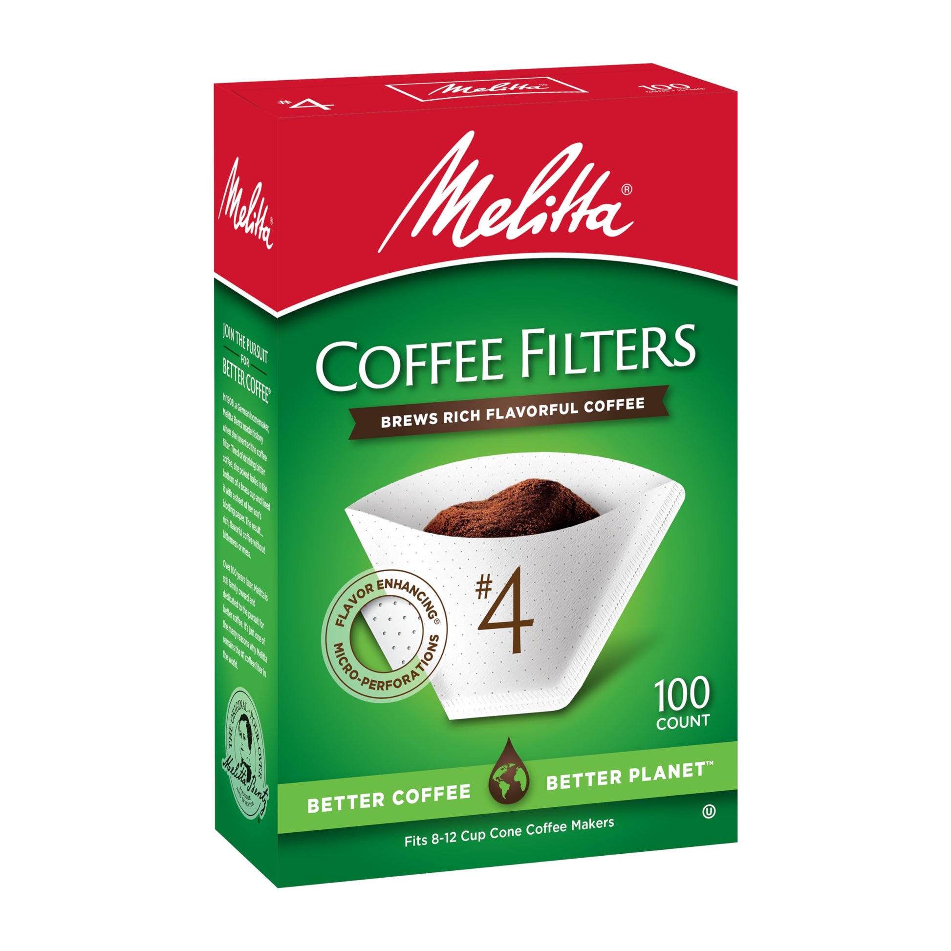 Melitta 4 Cone Melitta #4 Cone Coffee Filters White 600 Total 100 Count
