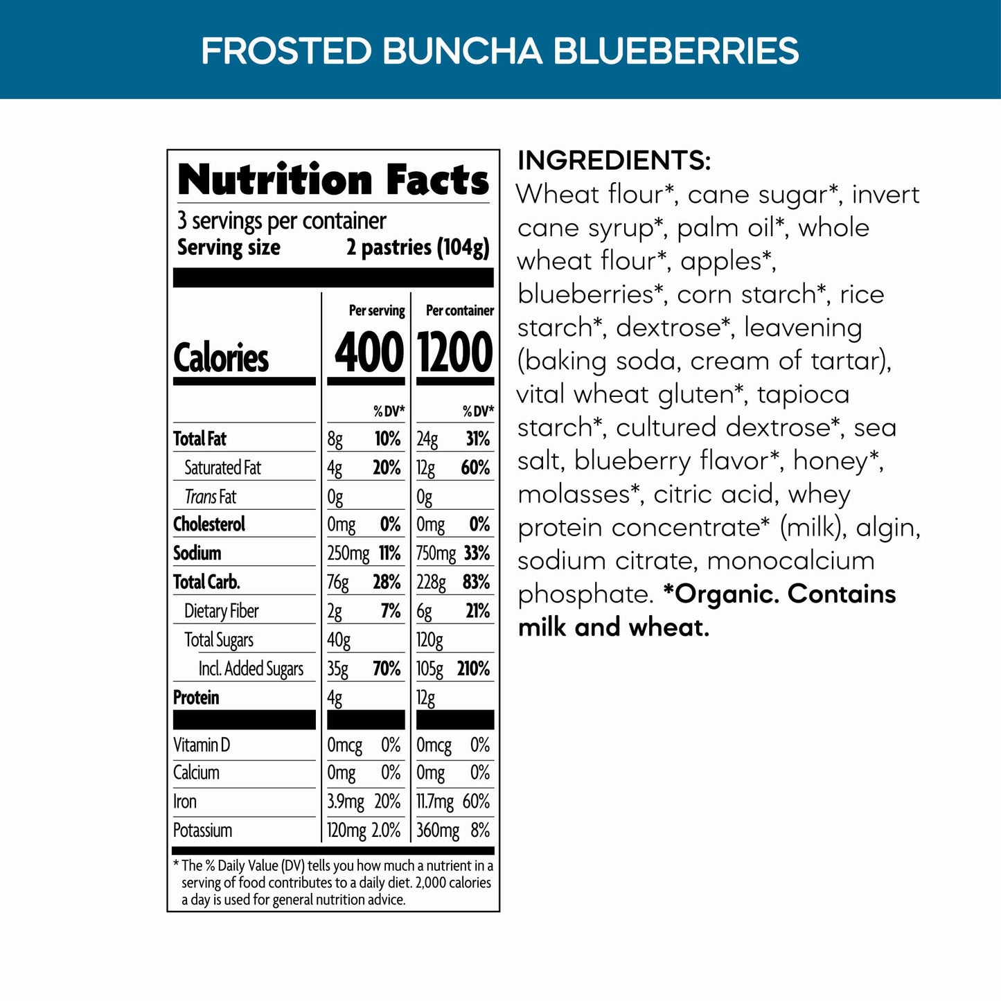Nature's Path Organic Frosted Buncha Blueberries Toaster Pastries 11 oz