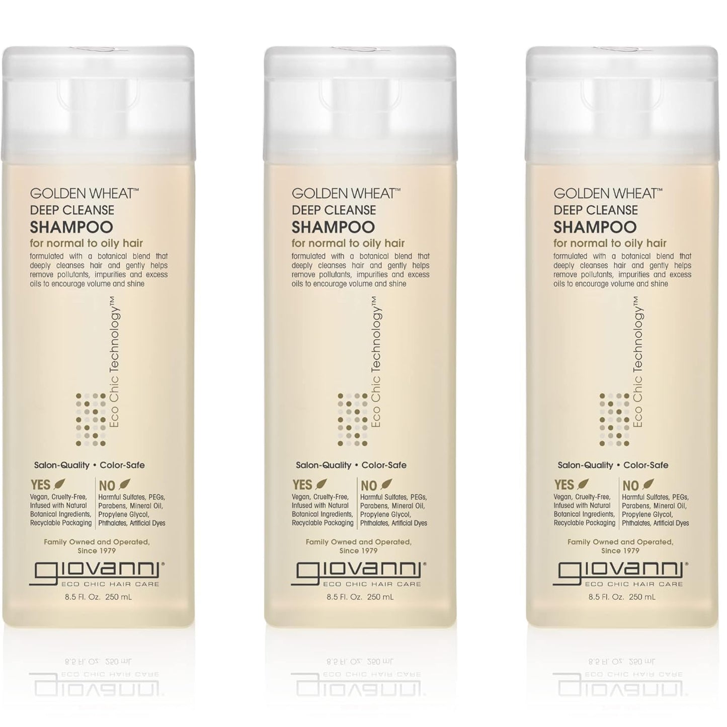 Giovanni Aloe Vera Spearmint ECO CHIC Golden Wheat Deep Cleanse Shampoo Shampoo 8.5 oz (Pack of 3)