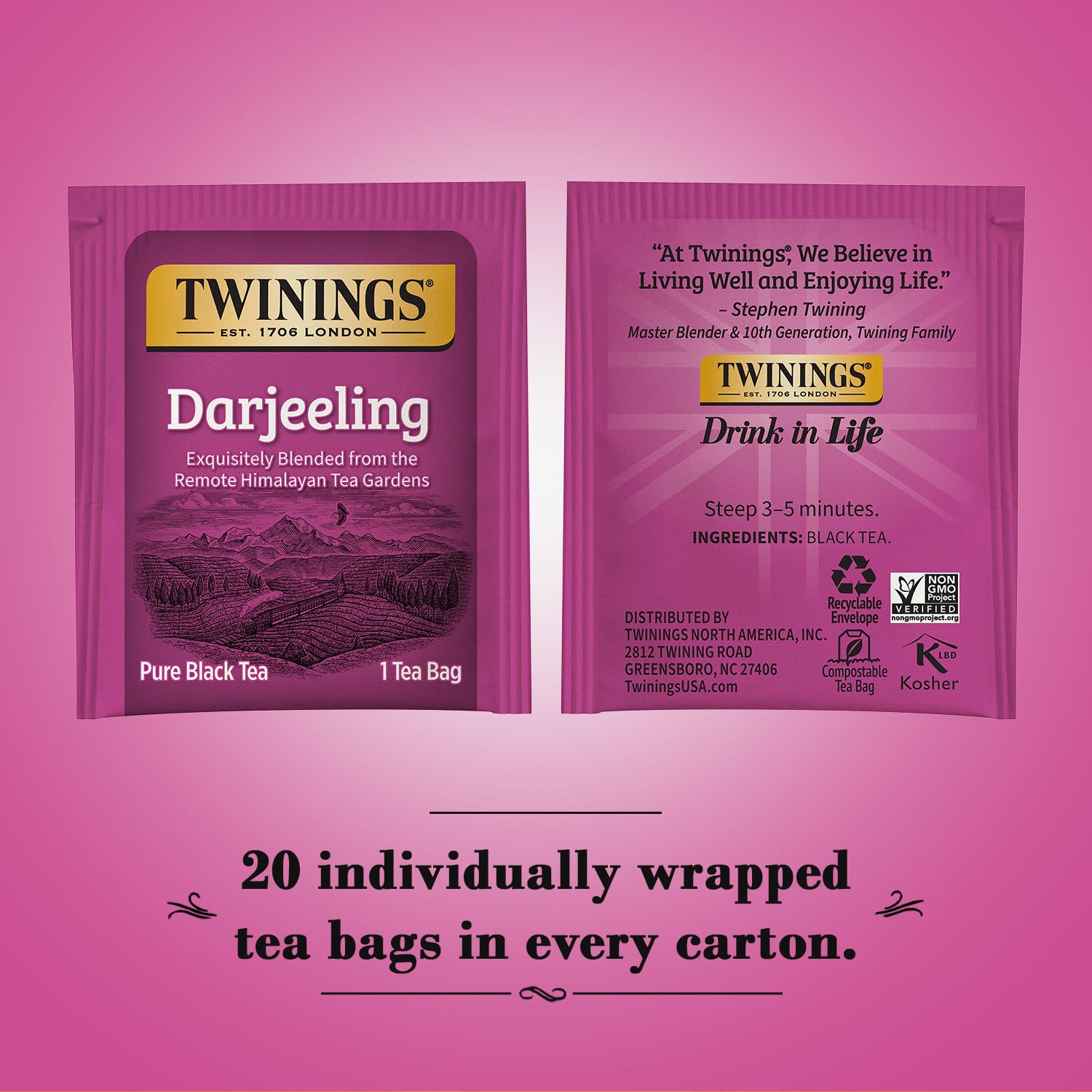 Twinings Darjeeling Tea A Delicate Dry Black Tea Sophisticated 20 Count