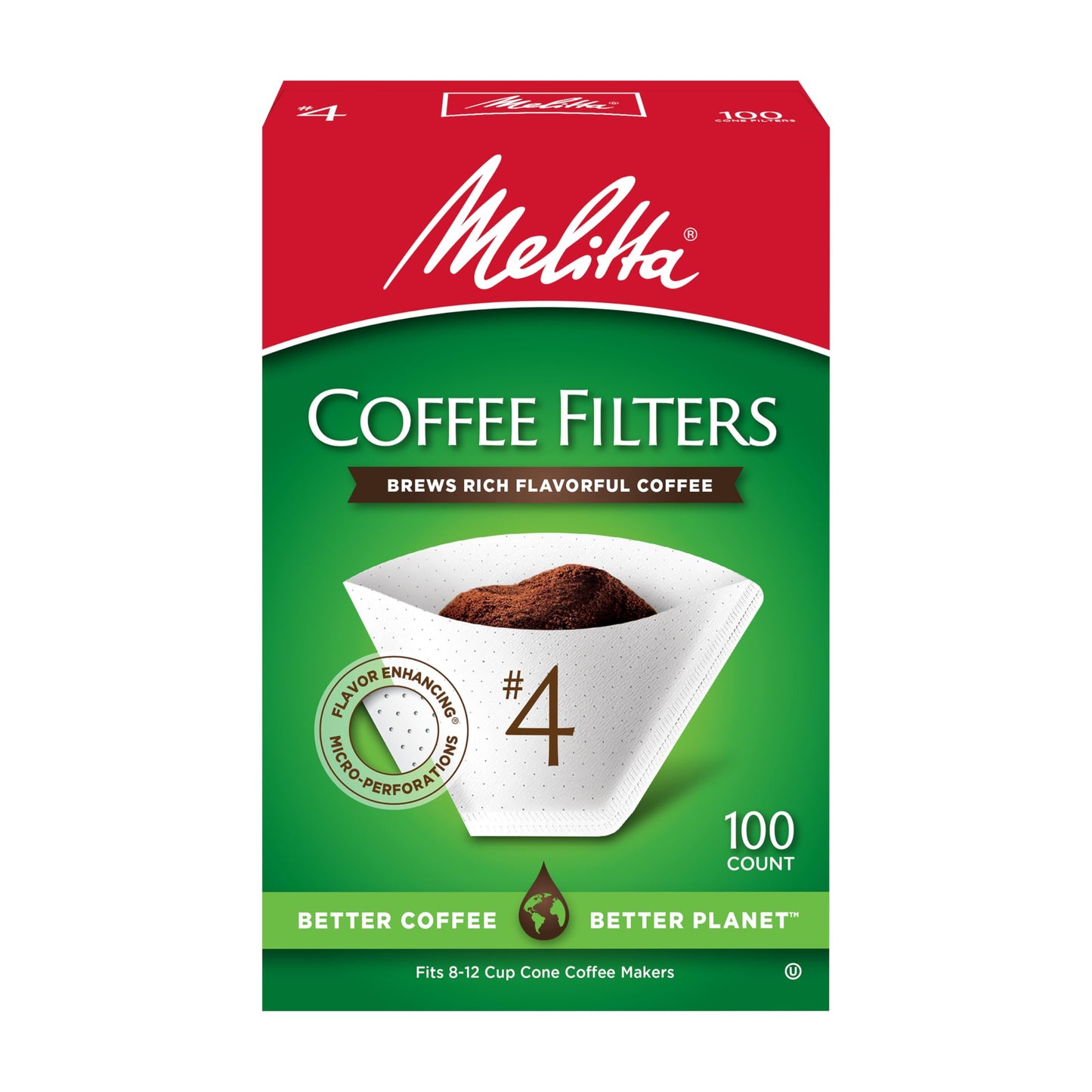 Melitta 4 Cone Melitta #4 Cone Coffee Filters White 600 Total 100 Count (Pack of 6)