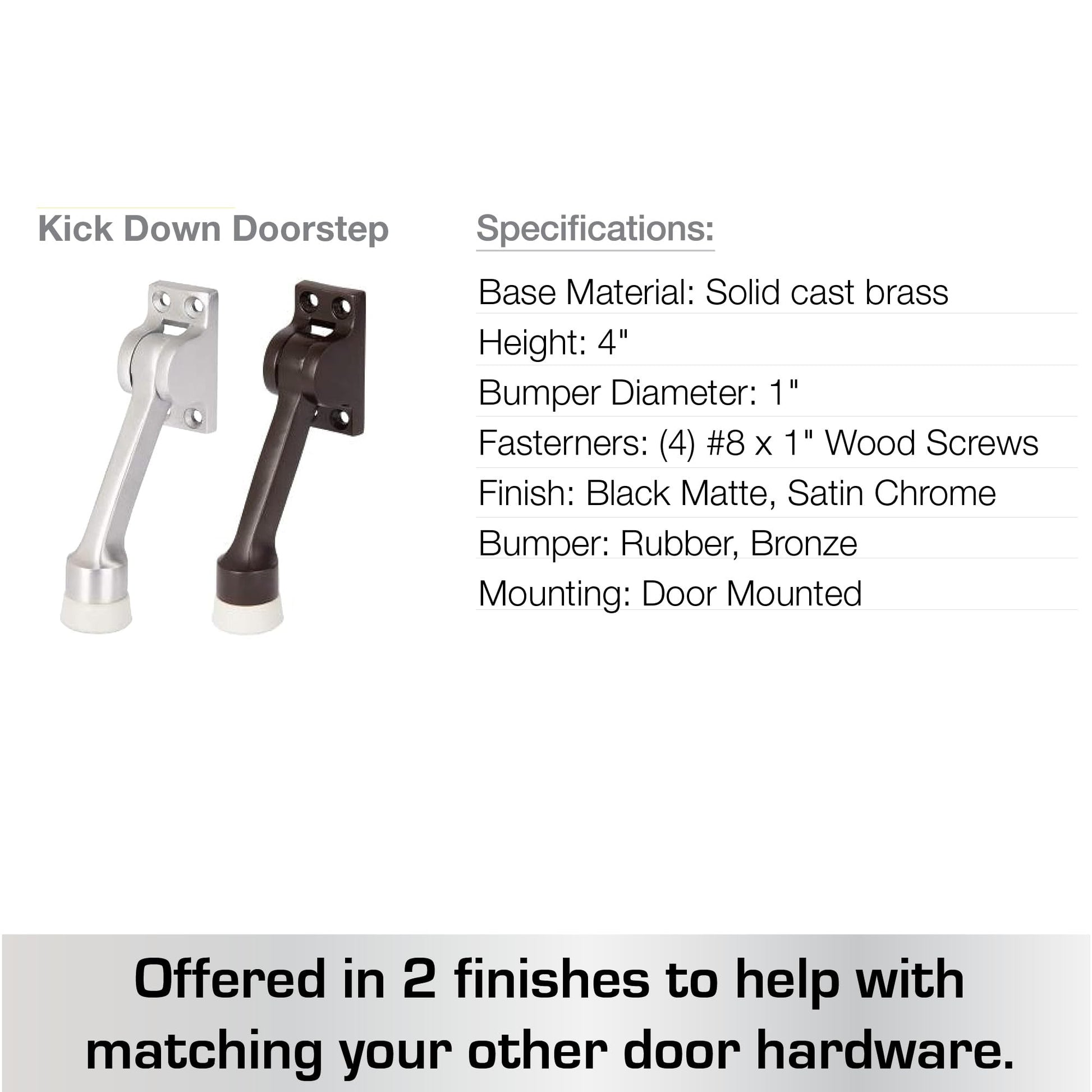 BRINKS Commercial 4" Kick Down Door Stop Matte Black Finish