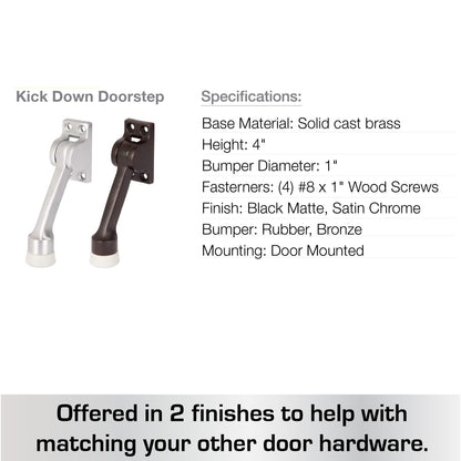 BRINKS Commercial 4" Kick Down Door Stop Matte Black Finish