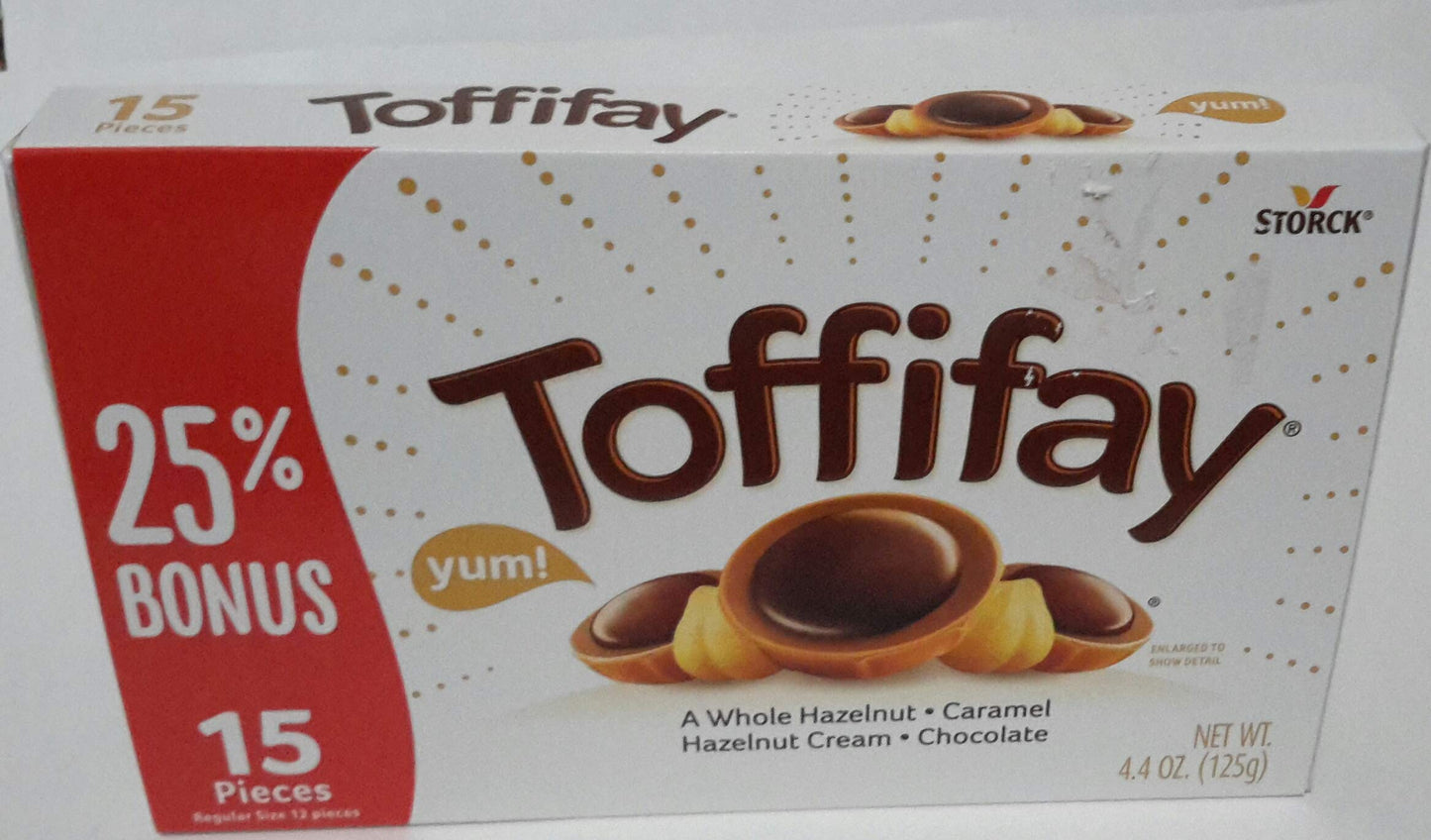 Storck Toffifay Chocolate Candy Whole Hazelnut with Caramel Hazelnut Cream 15 Pieces 4.4 oz