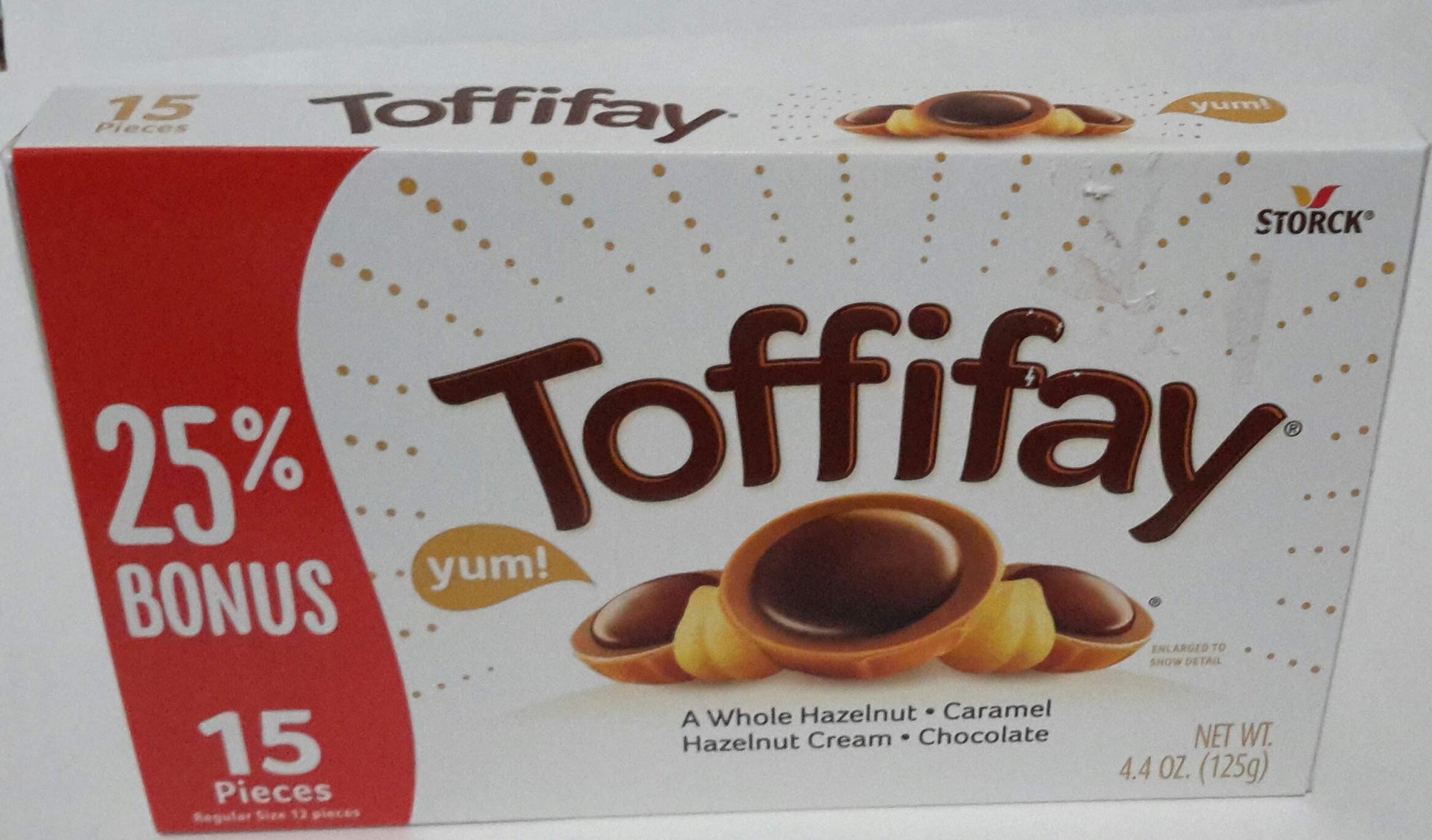 Storck Toffifay Chocolate Candy Whole Hazelnut with Caramel Hazelnut Cream 15 Pieces 4.4 oz