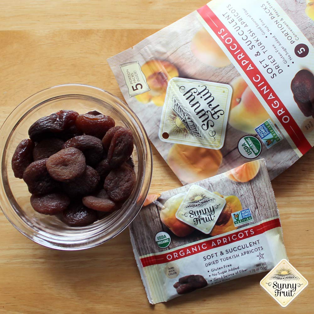 ORGANIC Turkish Dried Apricots Sunny Fruit 5 Portion Packs per 2 Bags