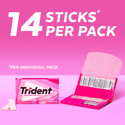 Trident Bubblegum Sugar Free Gum Gum Travel Accessories 12 Packs of 168 Total 14 Pieces