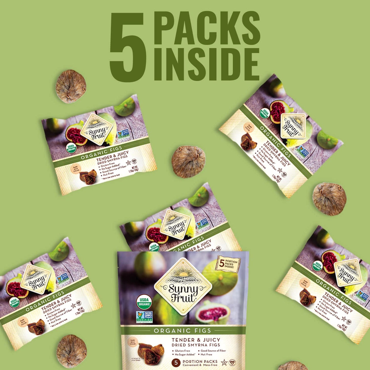 Turkish Dried Figs Sunny Fruit 5 Portion Packs per Bag 1.76oz