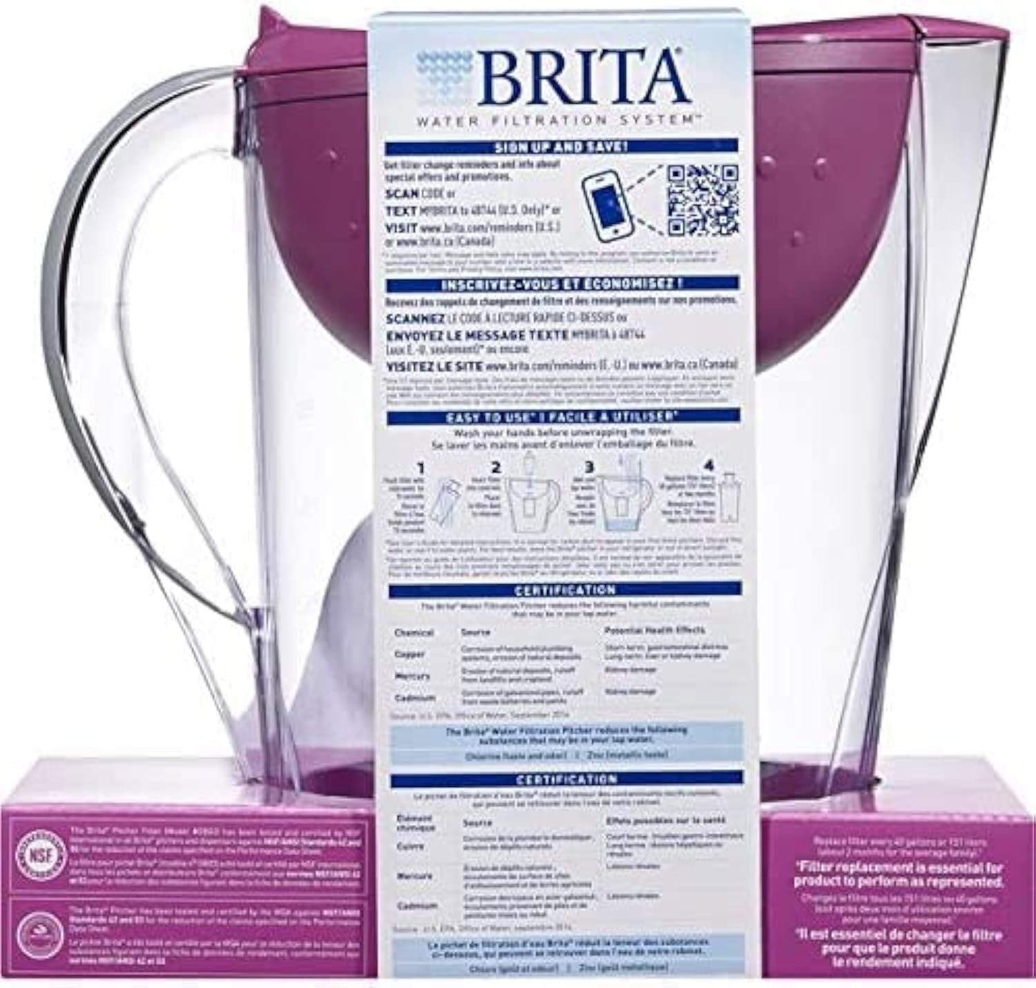 Brita Space Saver 6-Cup Pitcher with 2 Filters - Purple