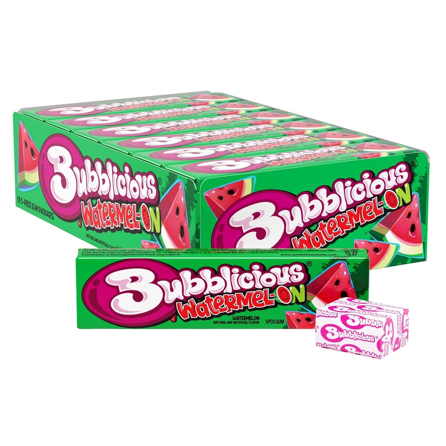 Bubblicious Watermelon Gum 18 Packs of 90 Total Pieces 5 Pieces