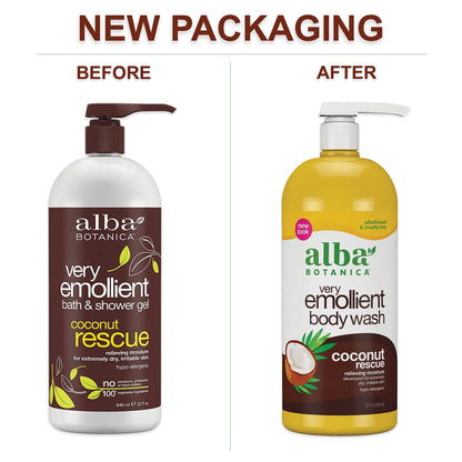 Alba Botanica Very Emollient Body Wash Coconut Rescue 32 Oz