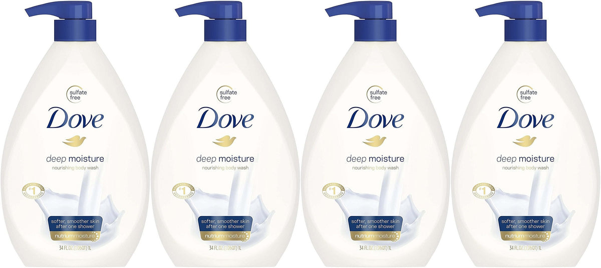 Dove Deep Moisture Body Wash, 34 oz Pump (Pack of 4)4 Dove