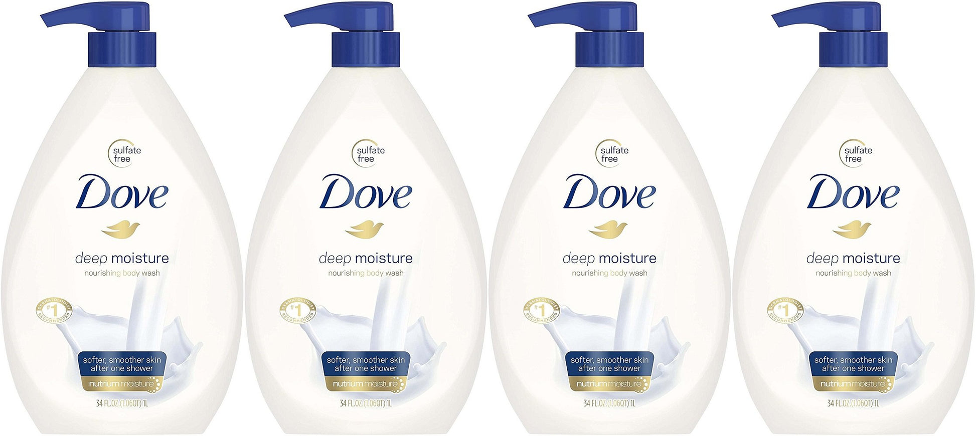 Dove Deep Moisture Body Wash, 34 oz Pump (Pack of 4)4 Dove