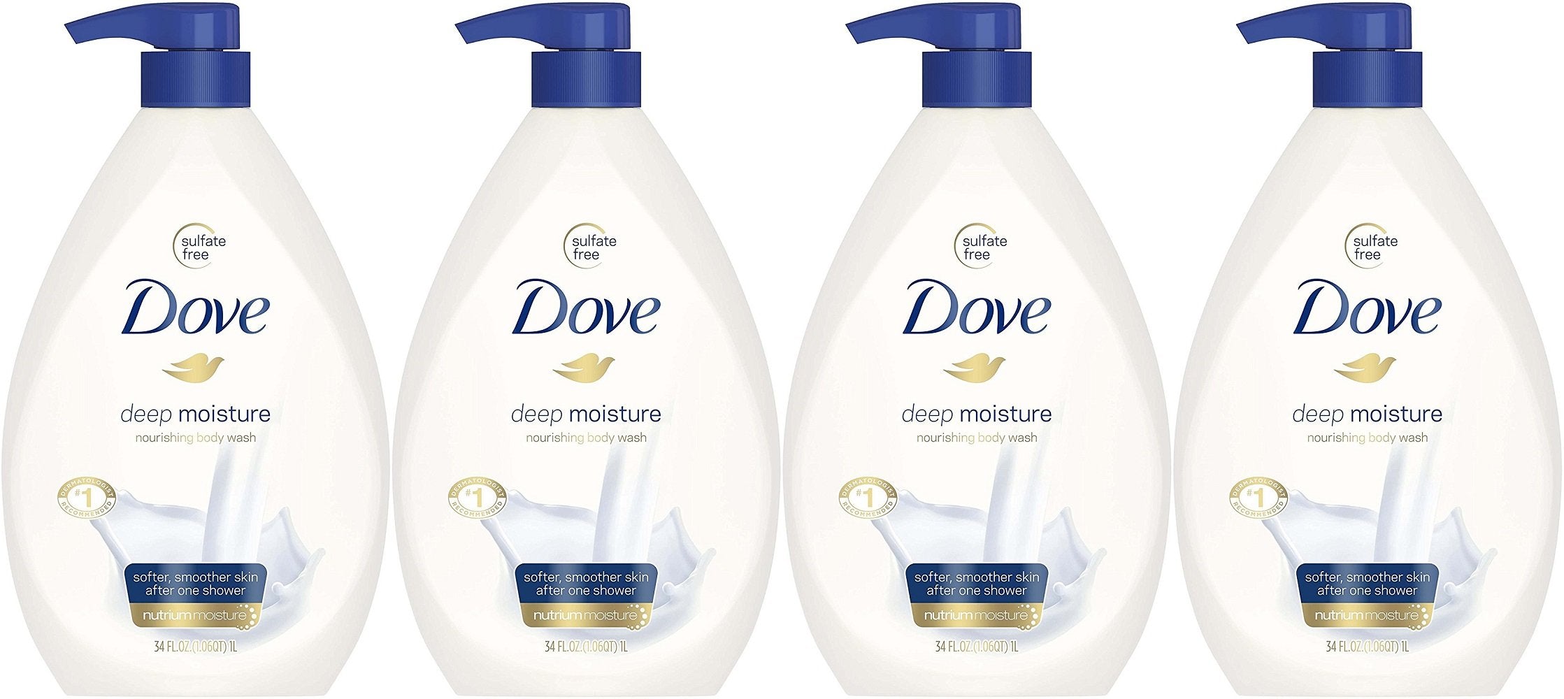 Dove Deep Moisture Body Wash, 34 oz Pump (Pack of 4)4 Dove