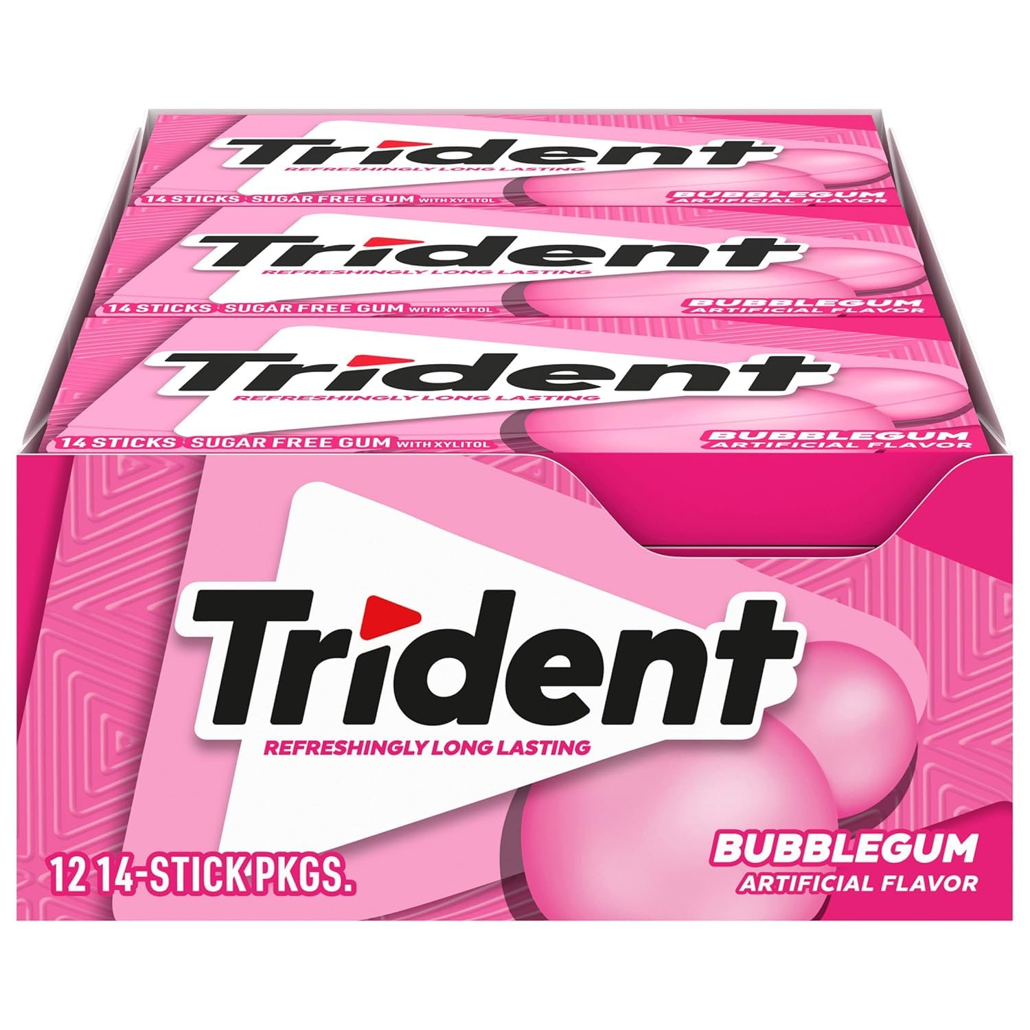 Trident Bubblegum Sugar Free Gum Gum Travel Accessories 12 Packs of 168 Total 14 Pieces