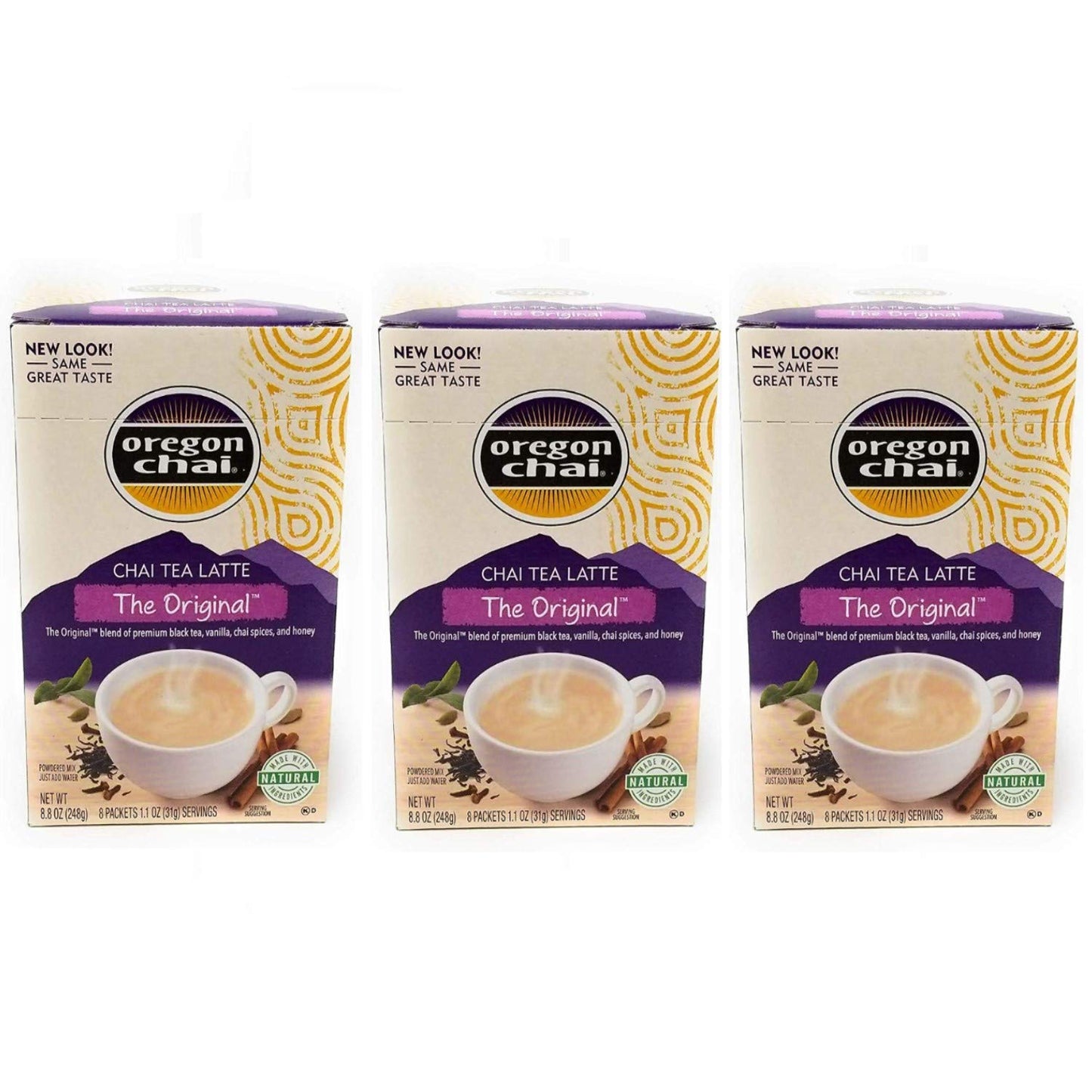 Oregon Chai Original Chai Tea Latte Mix Instant 24 Packets (Pack of 3)