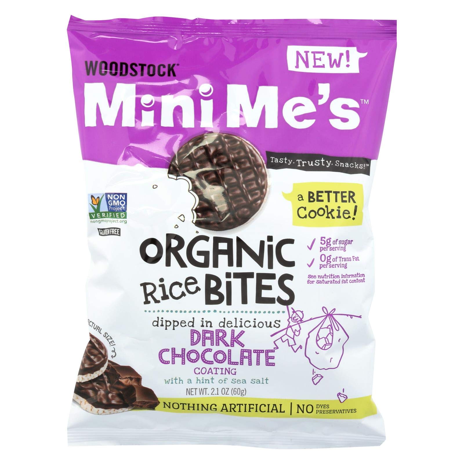 Woodstock Organic Mini Mes Rice Bites Dark Chocolate Sea Salt 2.1 oz 8 Count