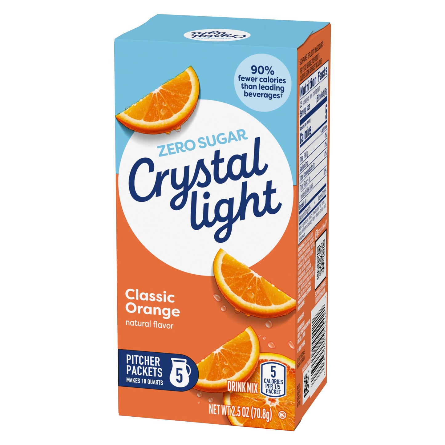 Crystal Light Classic Orange with Vitamin C & Calcium Drink Mix 5 Pitcher Packets per Box, (Pack of 4)
