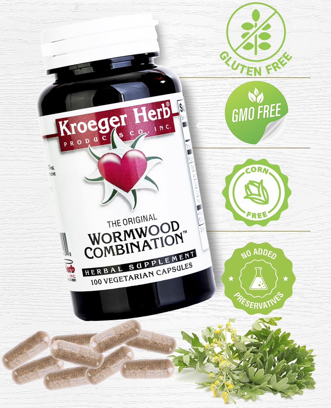 Kroeger Herb Herb Wormwood Combination Vegetarian Capsules 100 Count